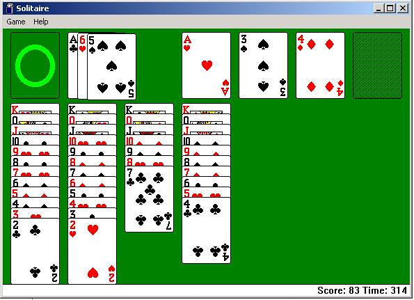 Game of solitaire on microsoft computer
