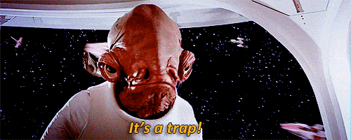 a star wars gif "It's a trap" talking about how clients can trick you into making mistakes with freelance clients