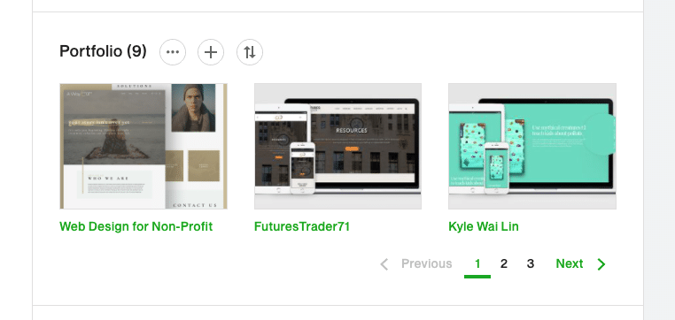 screenshot showing you how small the portfolio thumbnails are on your Upwork profile