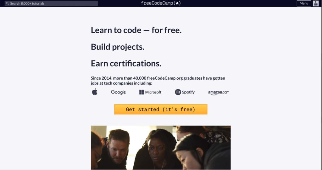 Free Code Camp home page
