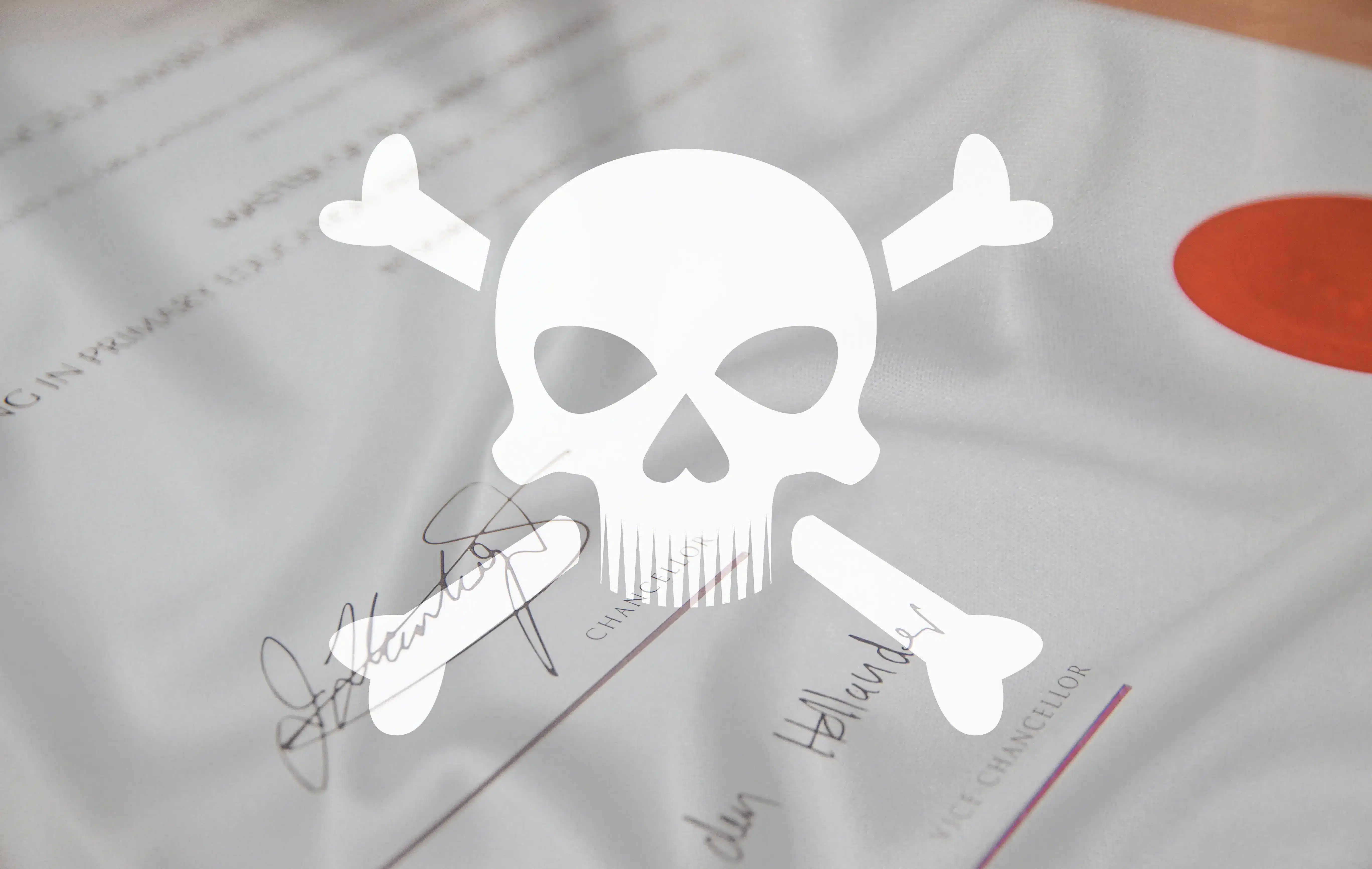 A degree with a graphic of skull and cross bones over top to indicate how to become a web designer without a degree