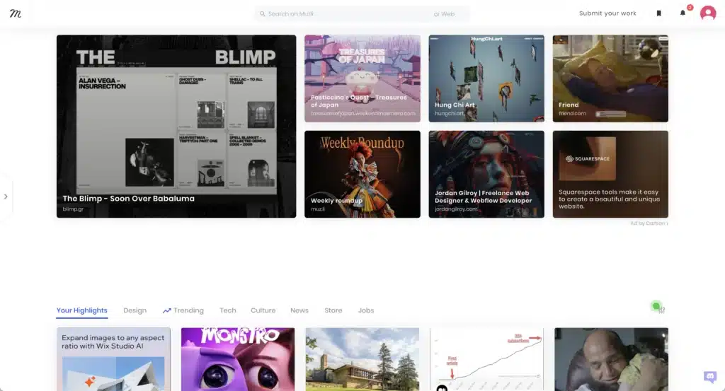 Muzli a chrome extension to help you find creative web design inspiraiton