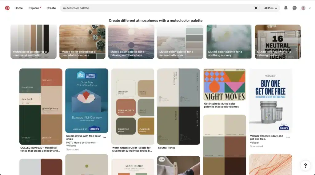 Muted color palette search results on pinterest