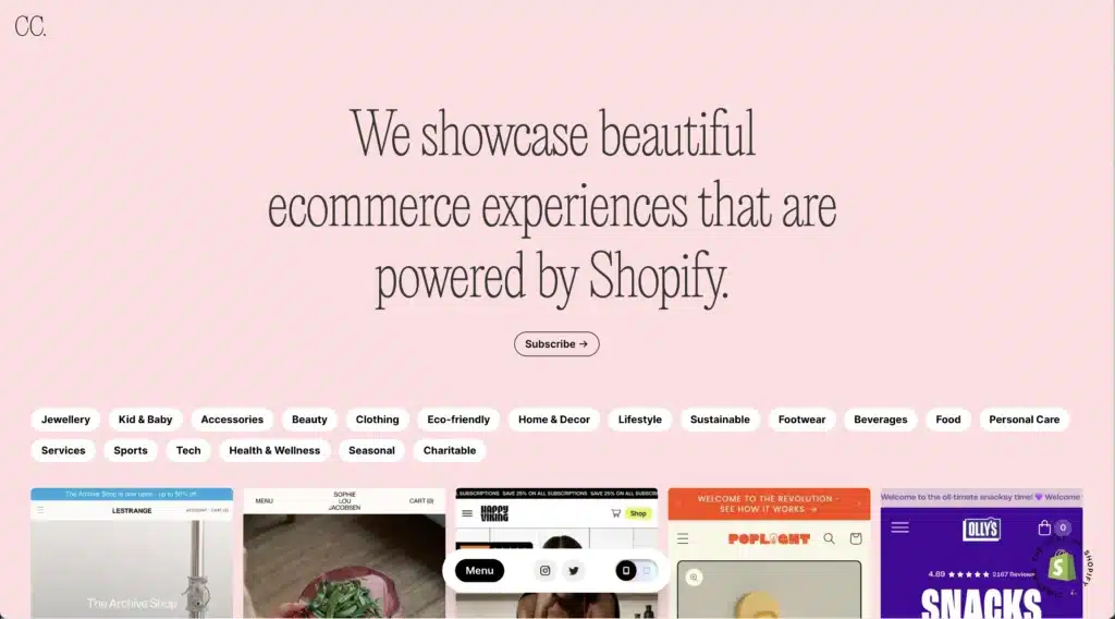 Commerce Cream home page.