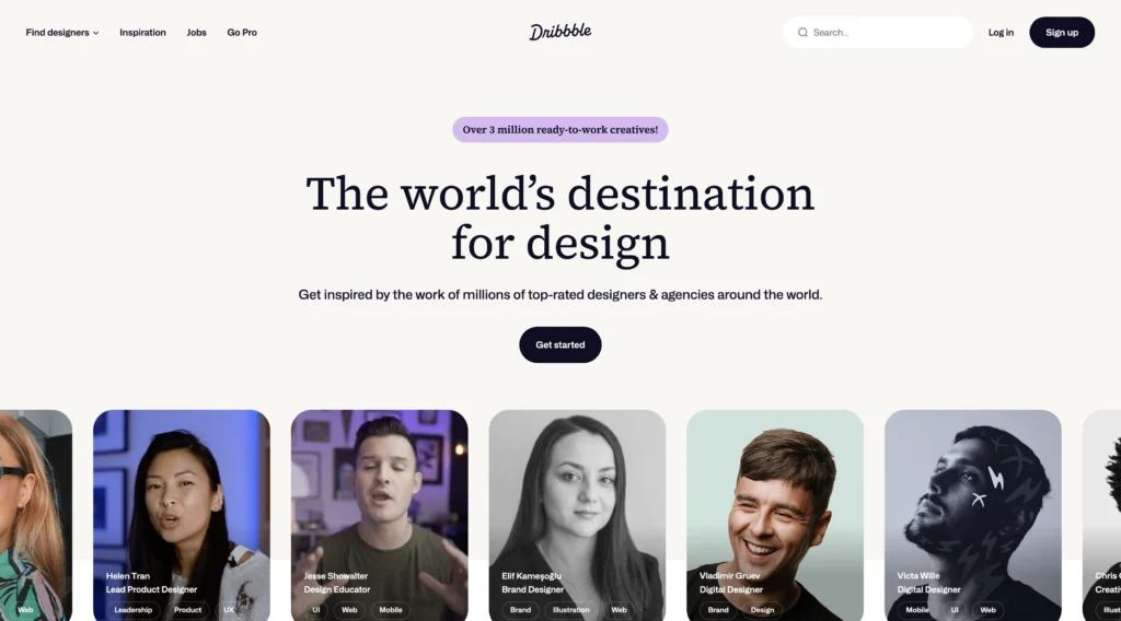 Dribbble homepage