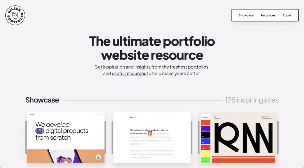 Killer Portfolio website a source of web design inspiration