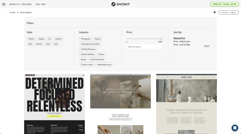 Showit marketplace