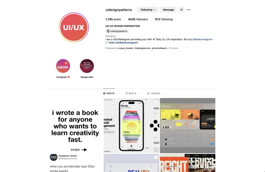 UI Design Patterns instagram account