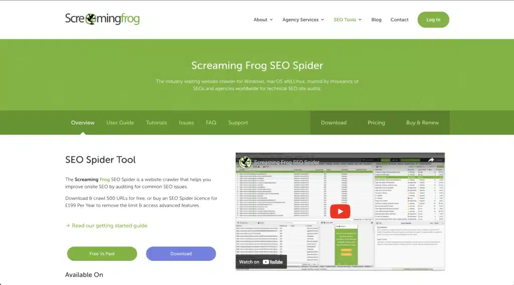 screaming frog seo spider website to help with website discovery process