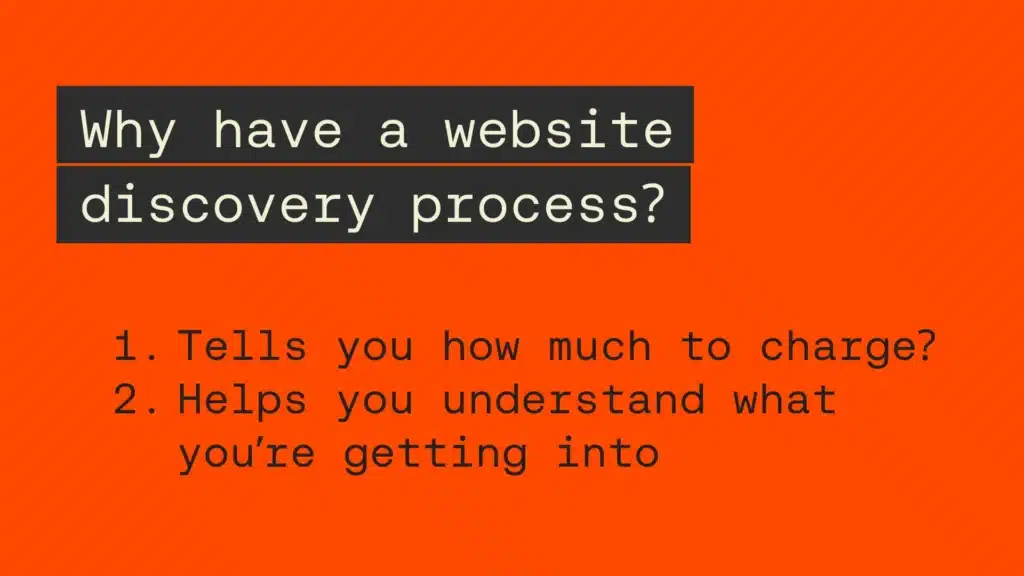 Text that says "why have a website discovery process?"